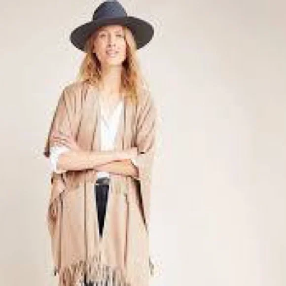 NWT Anthropologie Faux Suede Suede Fringe Poncho x Andersen and Lauth One Size